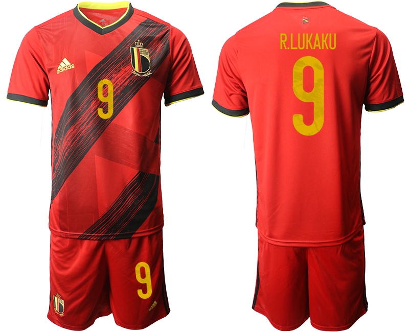 Men 2021 European Cup Belgium home red #9 Soccer Jersey